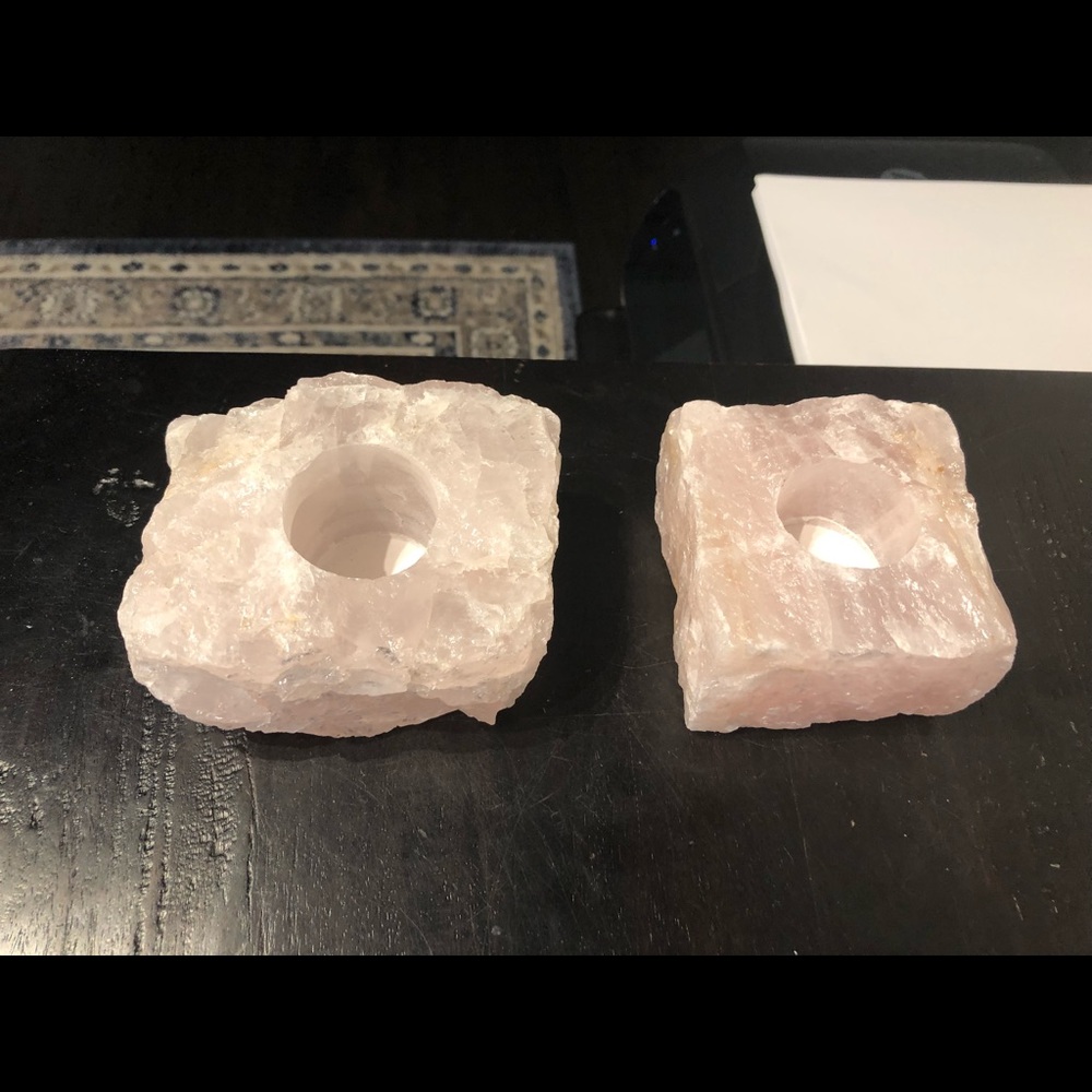 Beautiful Large Rose Quartz Candleholders